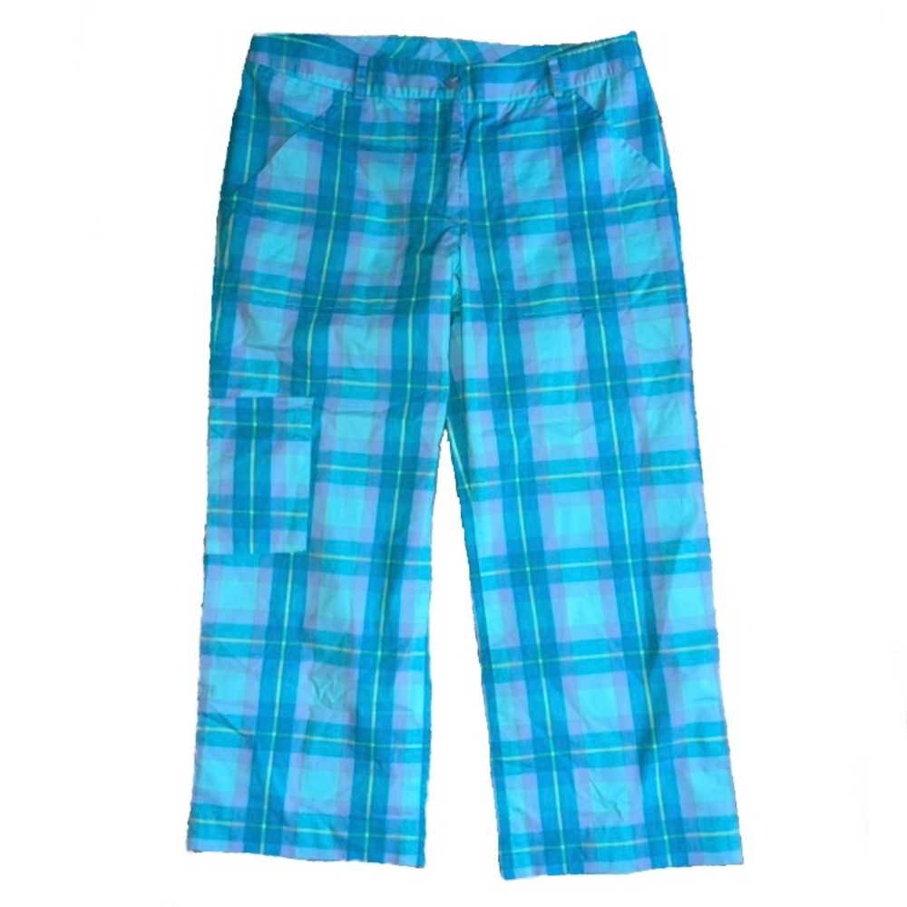 Lilly Pulitzer Turquoise & Teal Plaid Capris